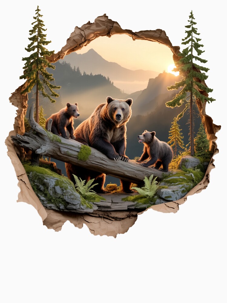 bear family - hiking - camping - national park – bear adventure - scenic view - woodland - rustic - alpine - pacific northwest - canadian wilderness - leave no trace - protect the wild - bear country by JansenGS