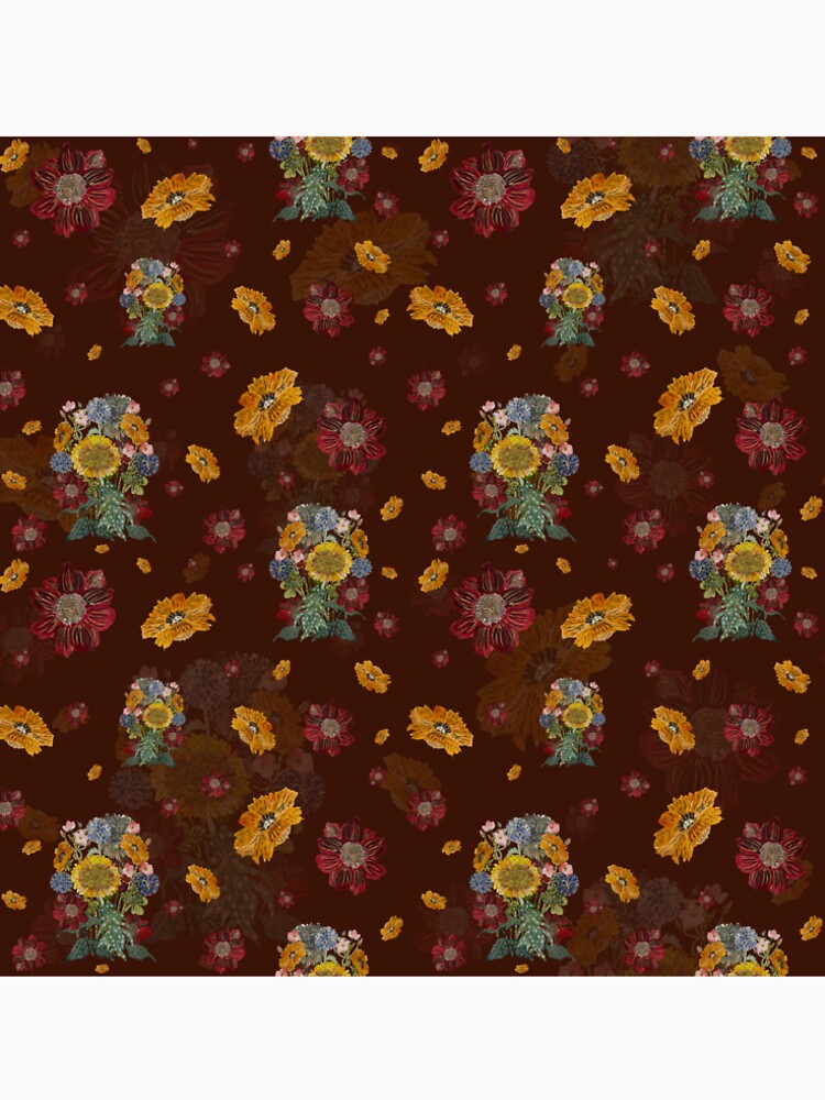 Bouquet flower seamless pattern on brown background by Yana Mustafina | Boho Soulful Designs