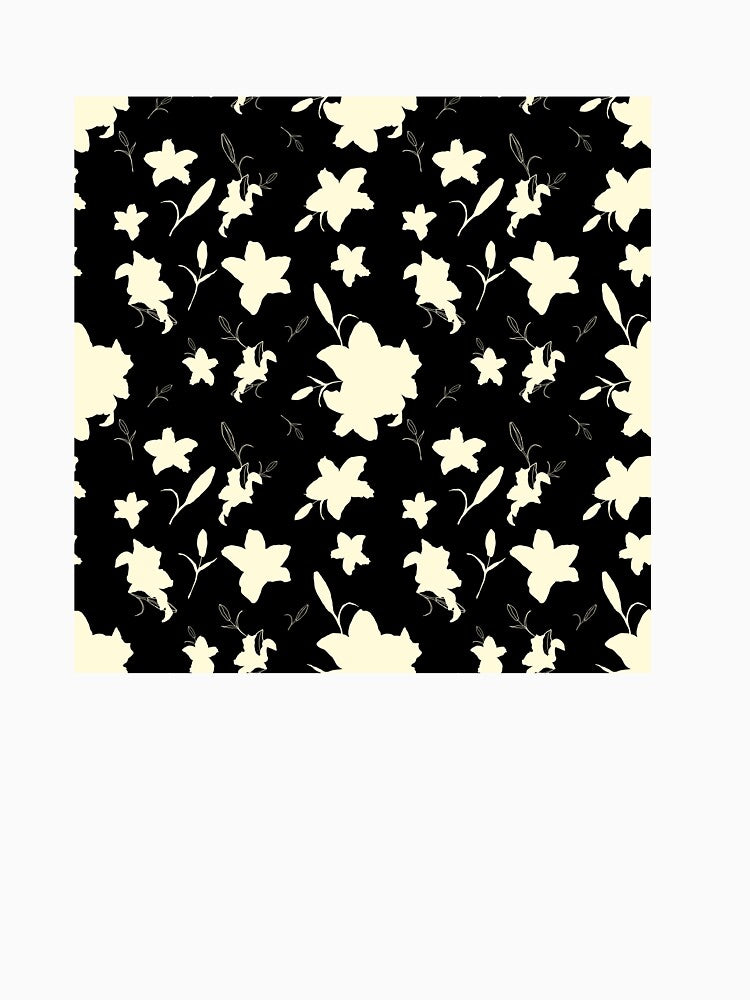 Bohemian Black and creamy Floral Line Art Pattern by Yana Mustafina | Boho Soulful Designs