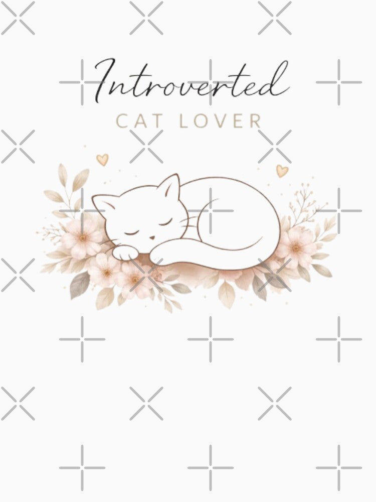 Introverted Cat Lover Aesthetic Design | Cute Sleeping Cat Art for Cat People by Sanika arts