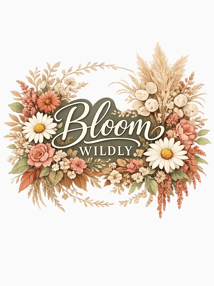 Bloom Wildly Boho Floral Design | Elegant Botanical T-shirt Graphic by Zyynpixel