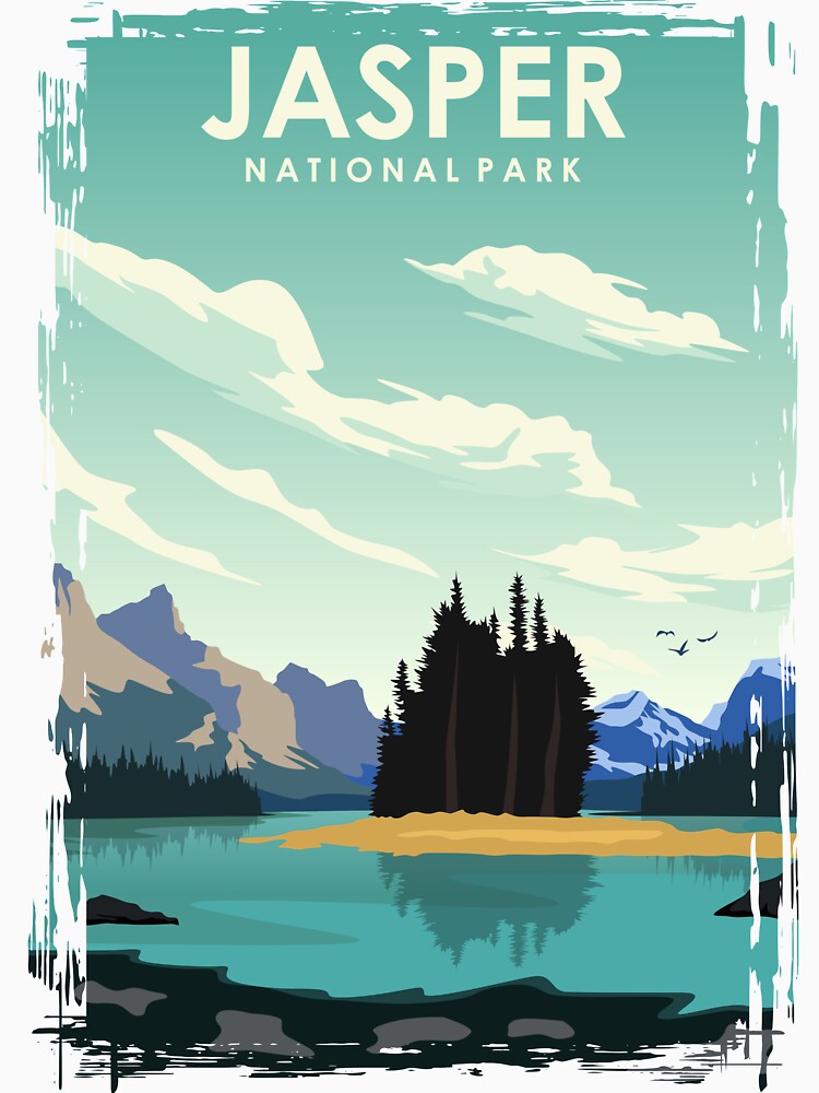 Jasper National Park Vintage Minimal Retro Travel Poster by Stadify