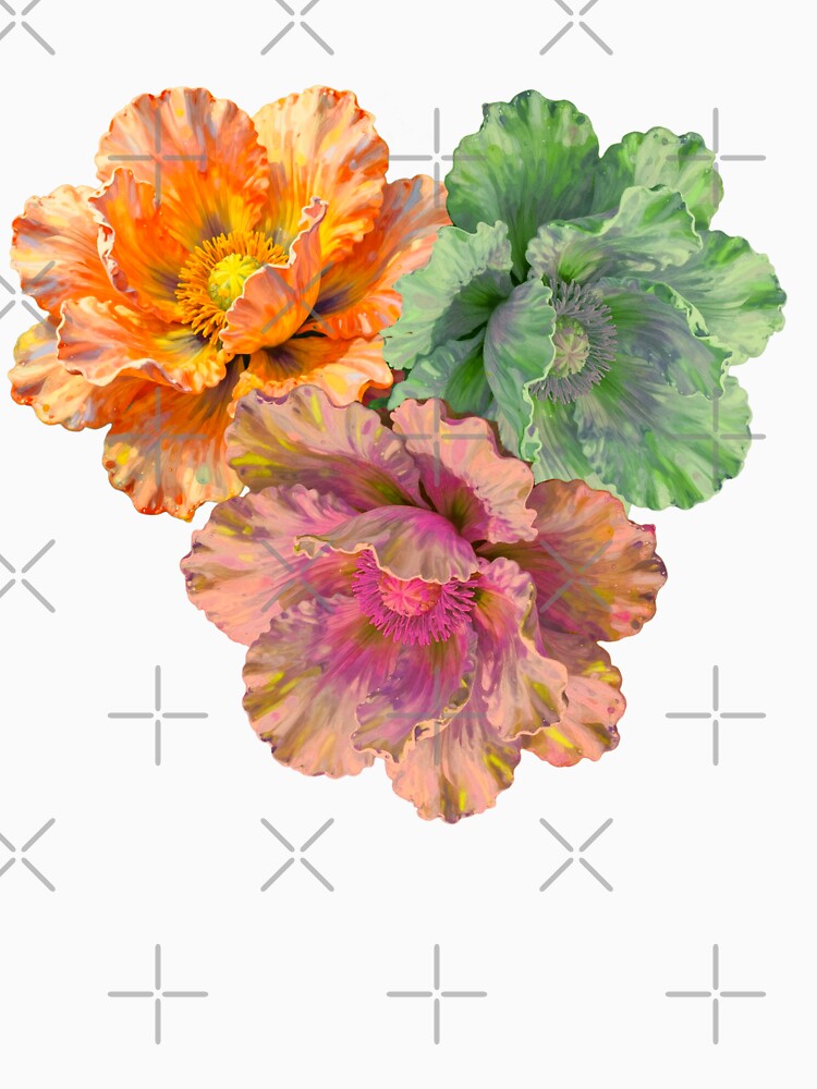 Three Pastel Flower Heads – Boho Floral Illustration by Gadet100