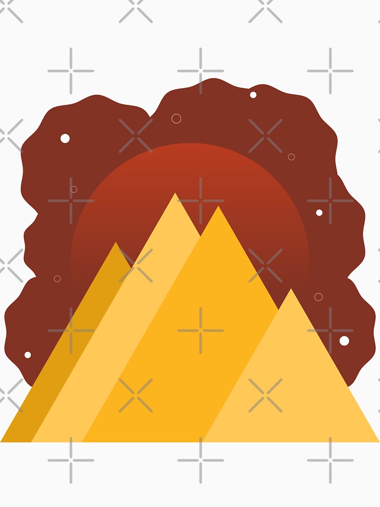 YELLOW MOUNTAINS BROWN SKY - FALL VERSION MINIMALIST ILLUSTRATION Brown BG by MiraiDesigns by miraidesigns