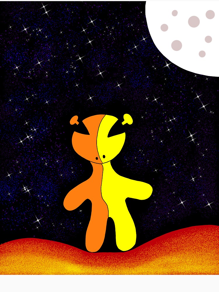 Cute Alien Standing on a Planet – Whimsical Space Illustration by Aunty Riah Studios