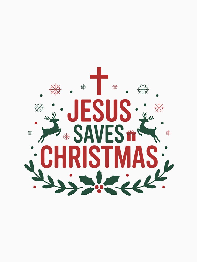 Jesus Saves Christmas Festive Christian Holiday by FaithAbbott
