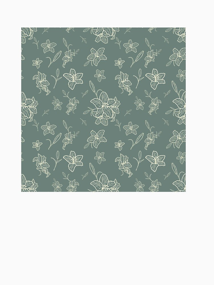 Boho Blue and creamy pastel Floral Line Pattern by Yana Mustafina | Boho Soulful Designs