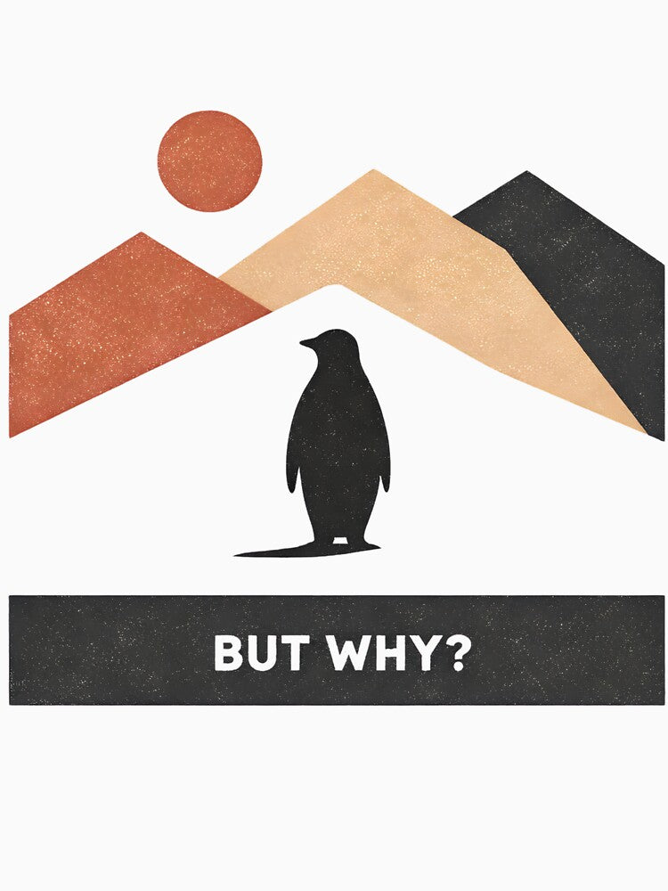 But Why? Surreal Penguin Geometric Landscape Art by swanwon Store