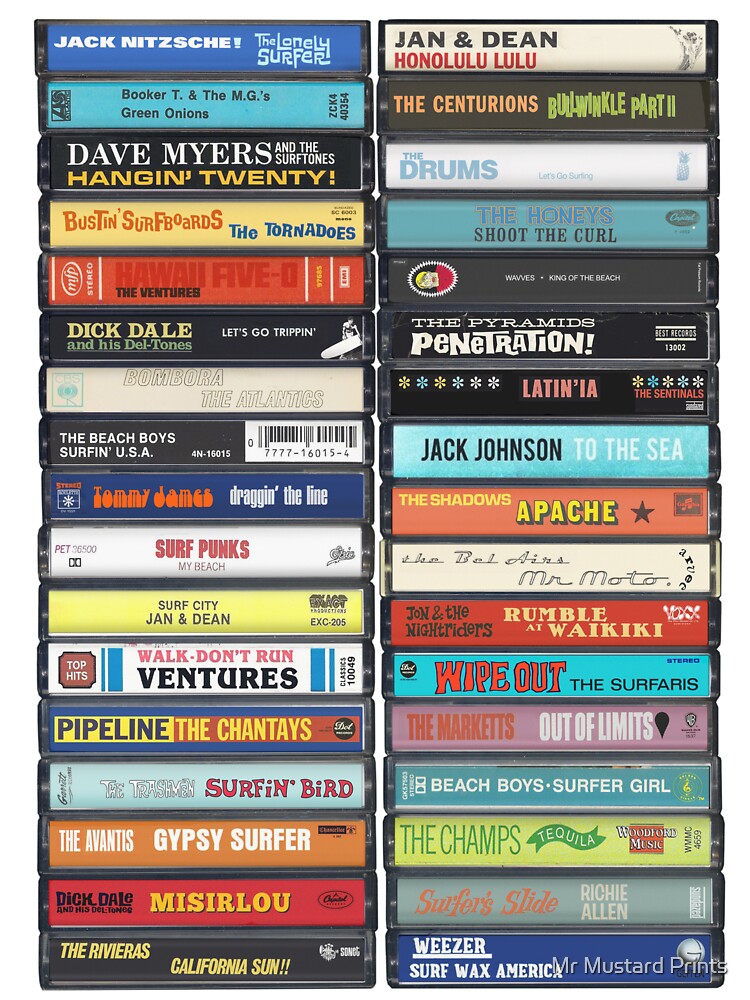 Surfing Music - Surf Anthems - Vintage Cassette Print by Mr Mustard Prints