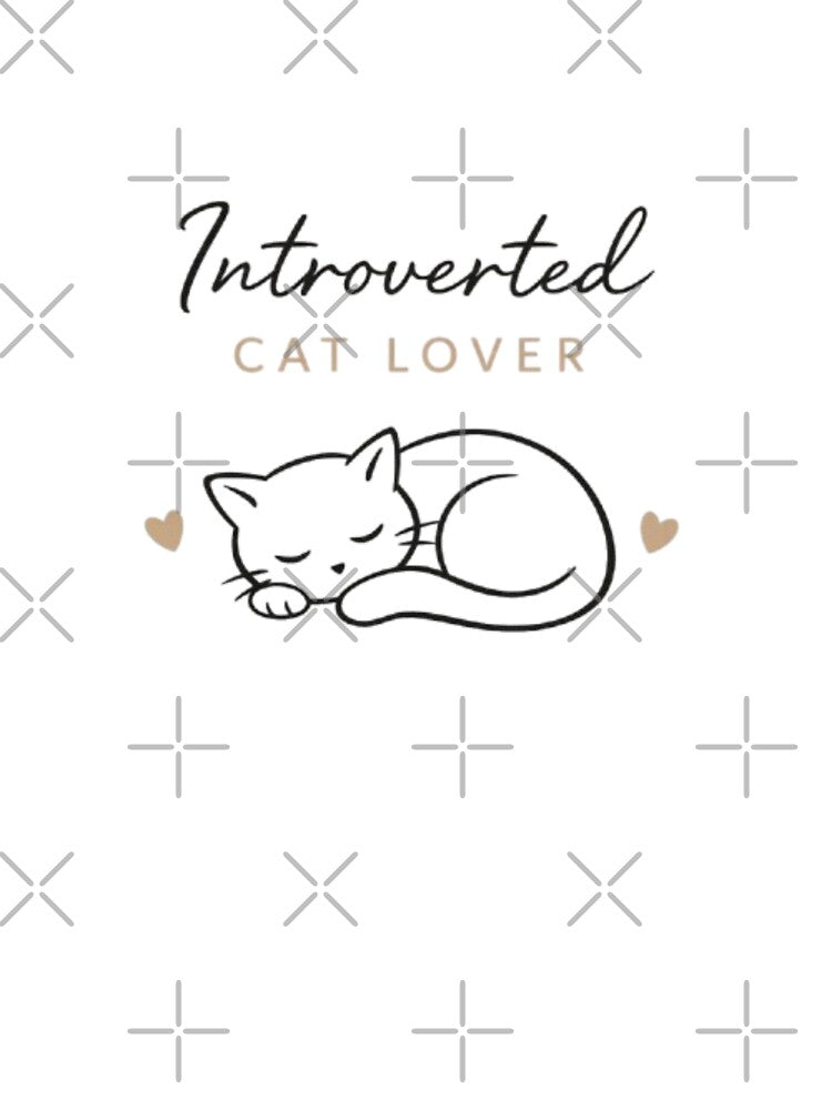 Introverted Cat Lover Minimal Design | Cute Aesthetic Cat Quote by Sanika arts