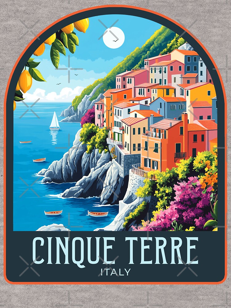 Cinque Terre Vintage Travel Illustration by HomeLivingCo