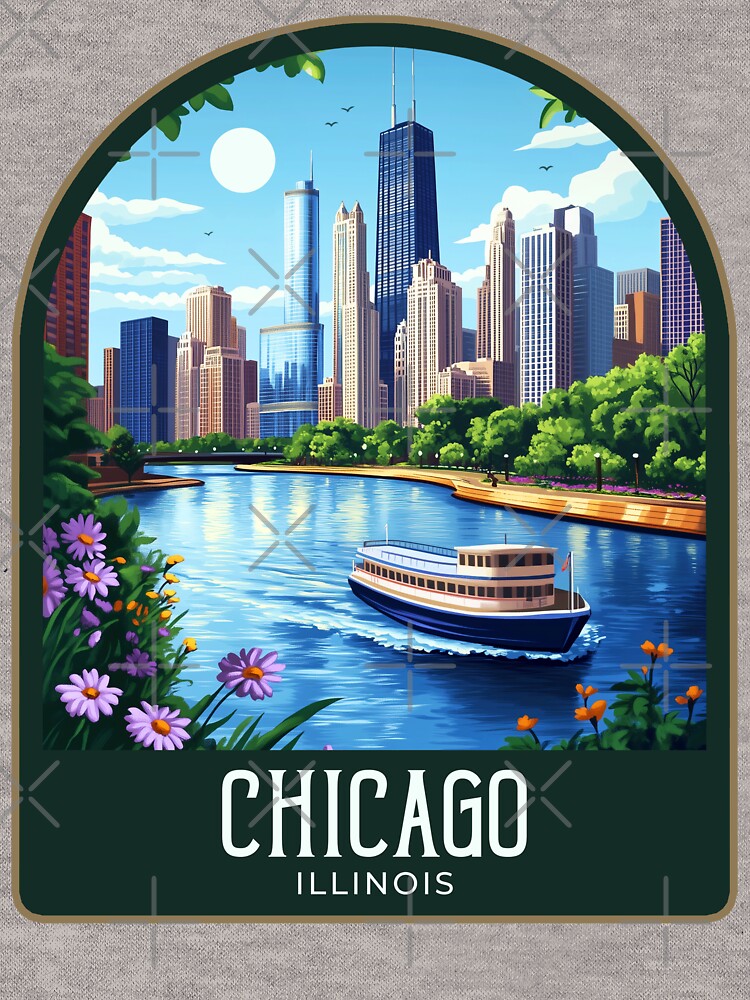 Chicago Vintage Travel Illustration by HomeLivingCo