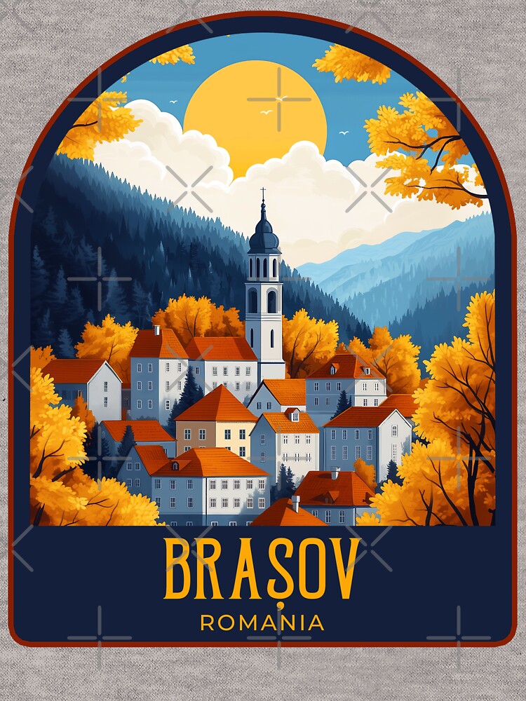 Brașov Vintage Travel Illustration by HomeLivingCo