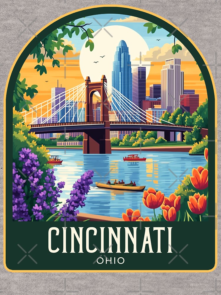 Cincinnati Vintage Travel Illustration by HomeLivingCo