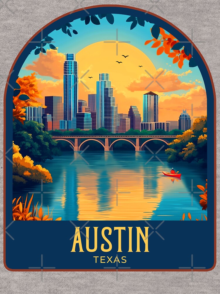 Austin Vintage Travel Illustration by HomeLivingCo