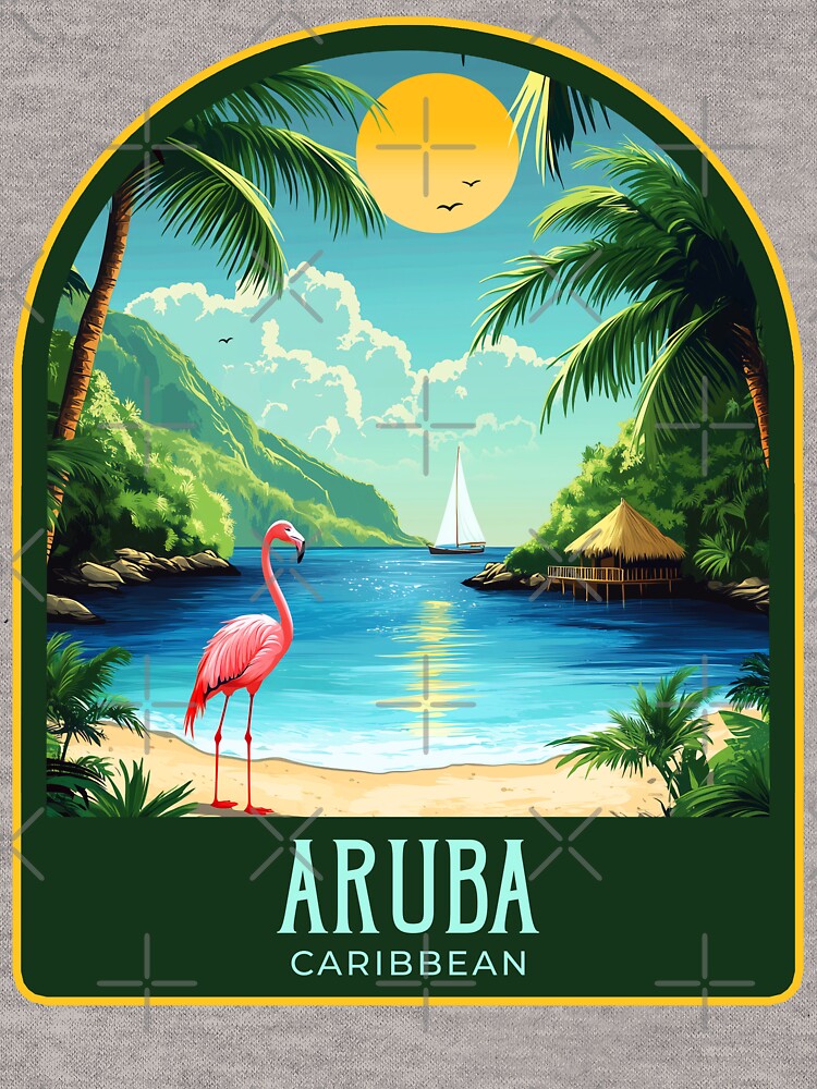 Aruba Vintage Travel Illustration by HomeLivingCo