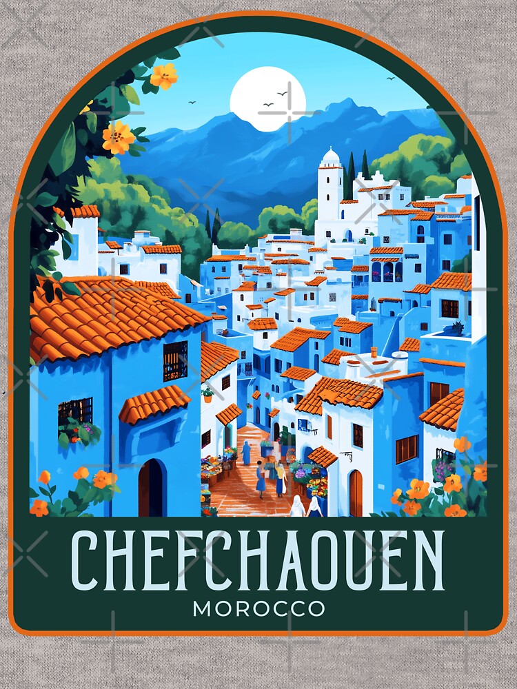 Chefchaouen Vintage Travel Illustration by HomeLivingCo