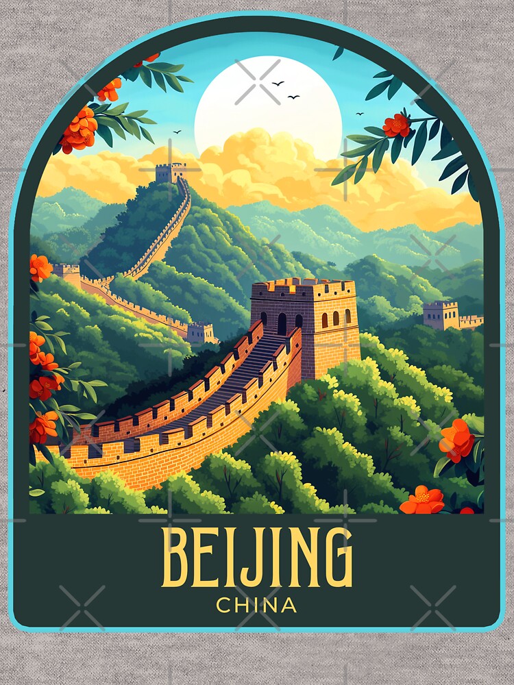 Beijing Vintage Travel Illustration by HomeLivingCo