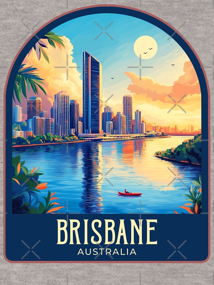 Brisbane Vintage Travel Illustration by HomeLivingCo