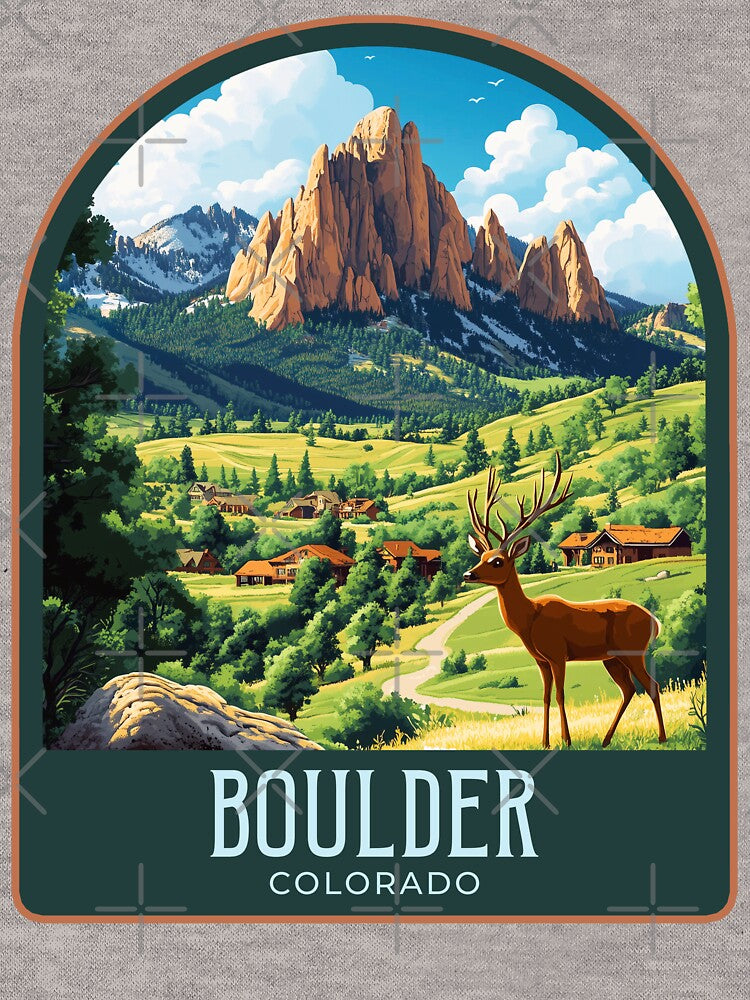 Boulder Vintage Travel Illustration by HomeLivingCo