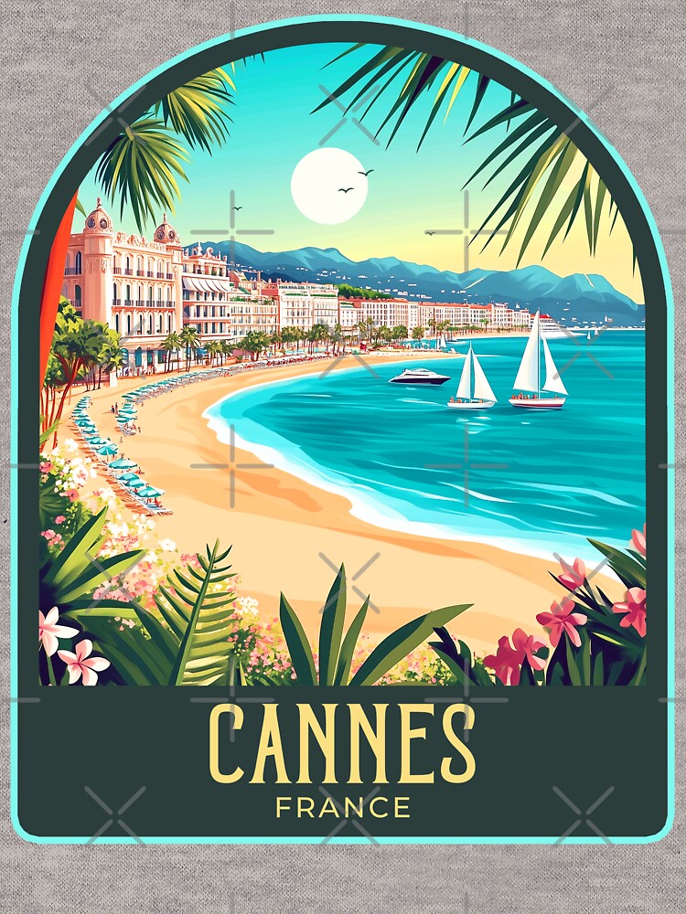 Cannes Vintage Travel Illustration by HomeLivingCo