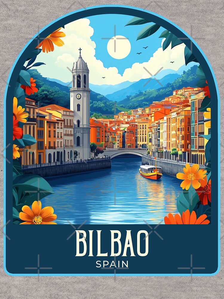 Bilbao Vintage Travel Illustration by HomeLivingCo