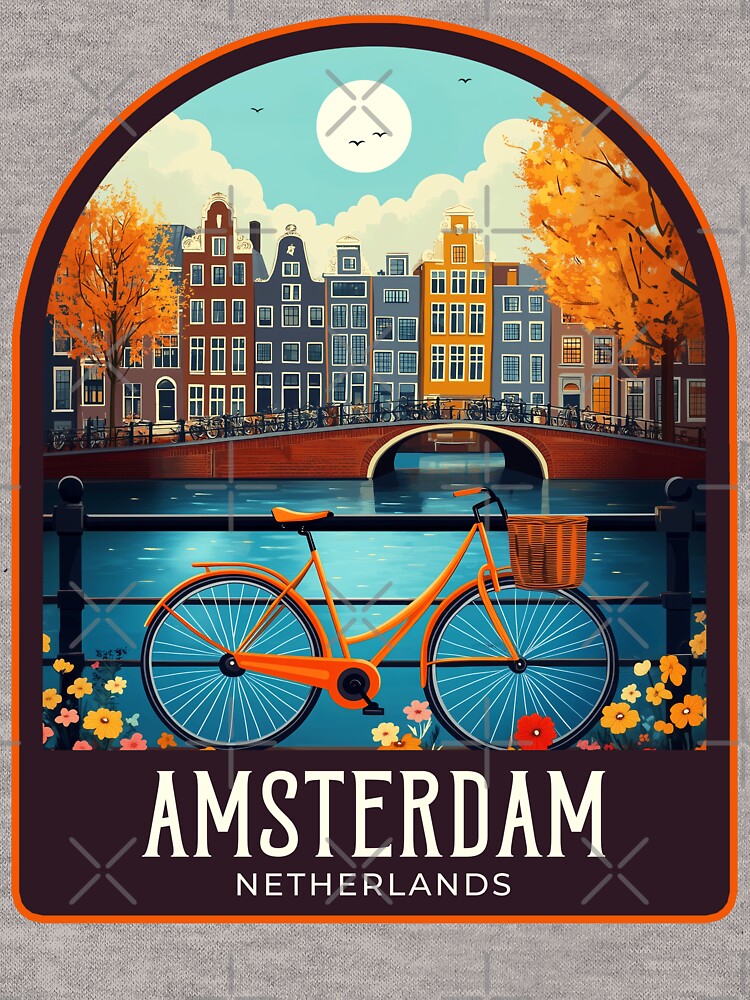 Amsterdam Vintage Travel Illustration by HomeLivingCo
