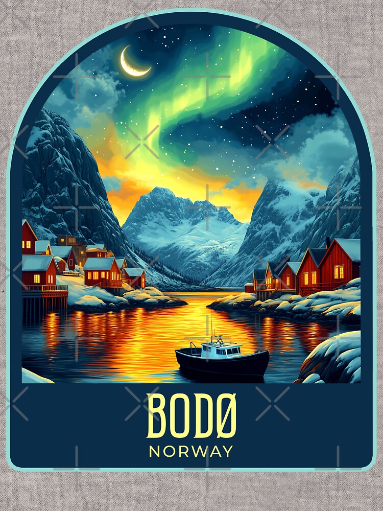 Bodø Vintage Travel Illustration by HomeLivingCo