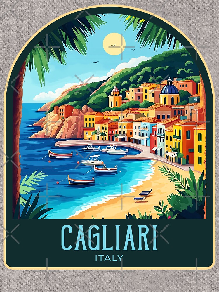 Cagliari Vintage Travel Illustration by HomeLivingCo
