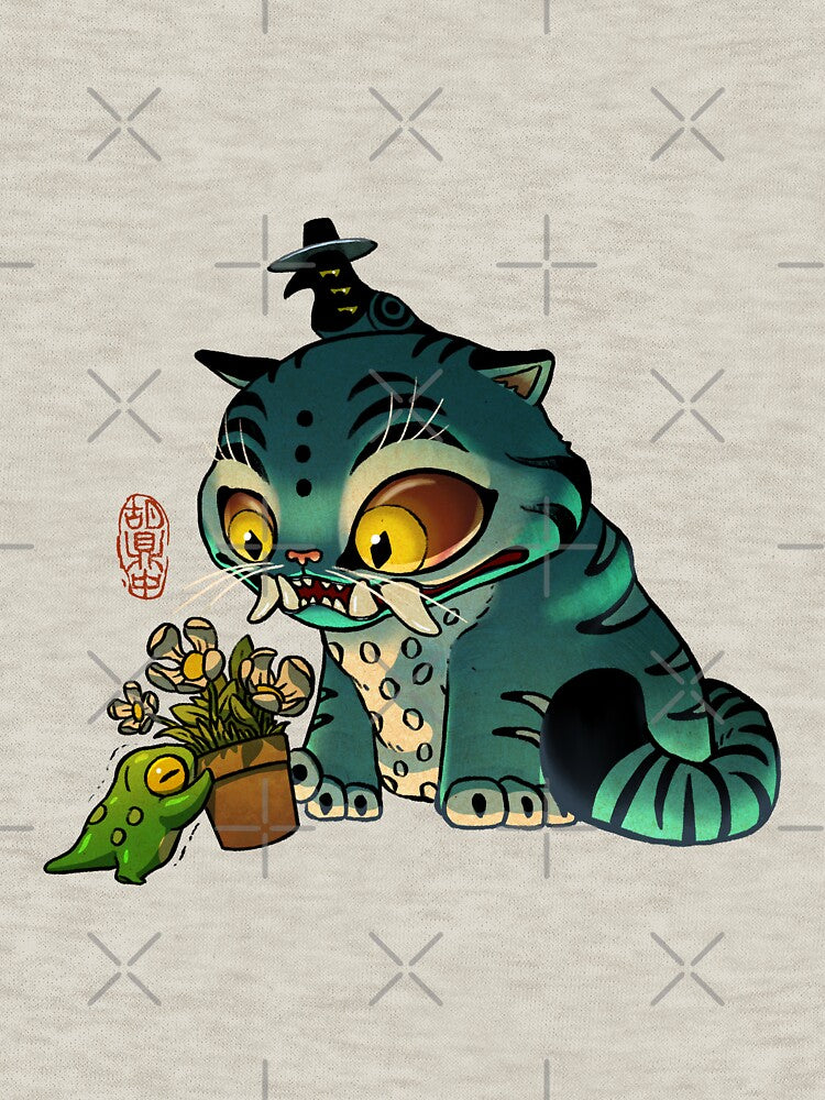 Korean Tiger and Magpie Derpy and Sussie Demon Hunters KPop Asian Fantasy Frog Illustration by DingHuArt