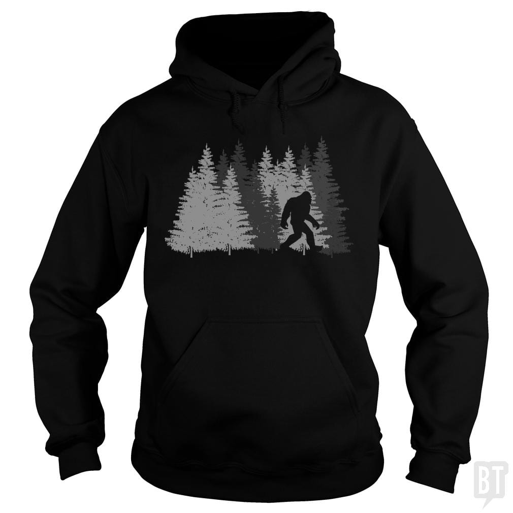 Funny Bigfoot In Forest Hoodie