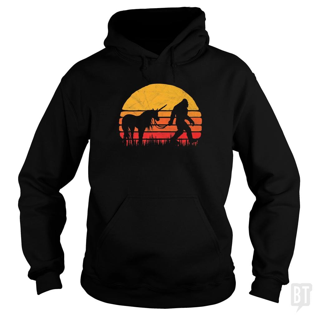 Funny Bigfoot Sasquatch and Unicorn Hoodie