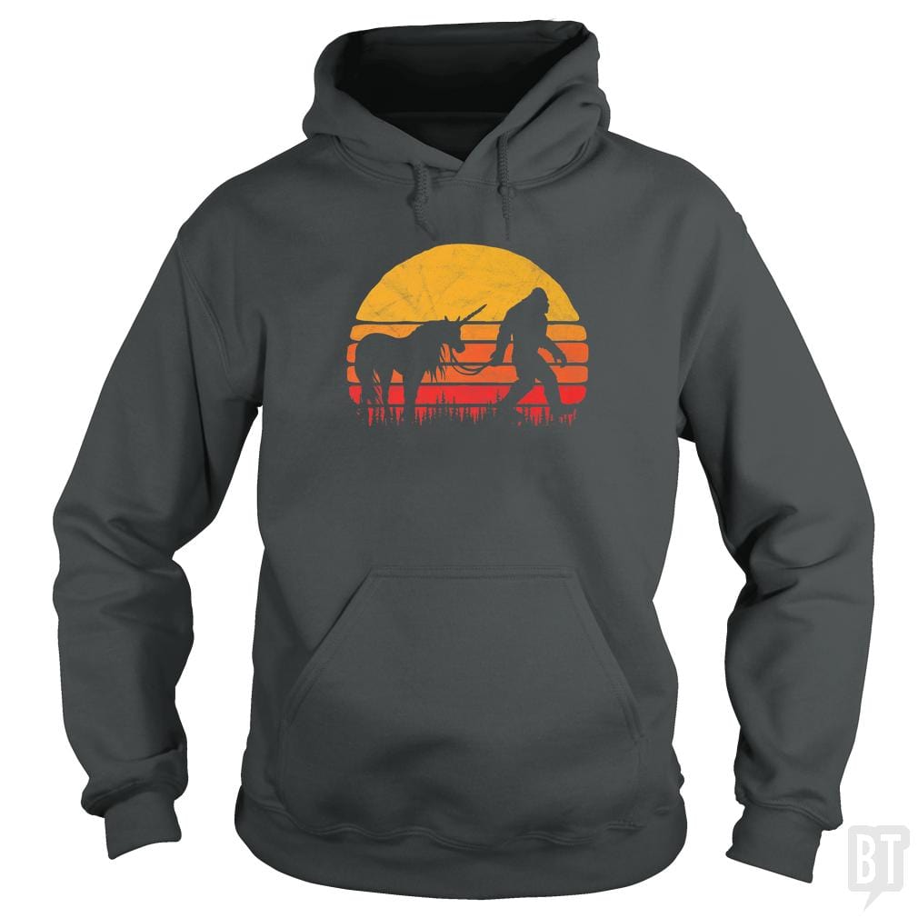 Funny Bigfoot Sasquatch and Unicorn Hoodie