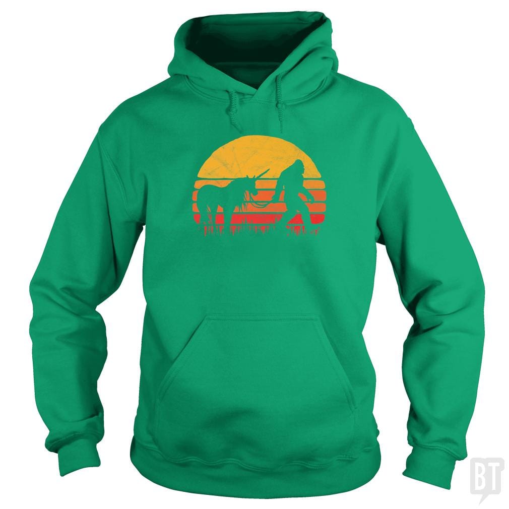 Funny Bigfoot Sasquatch and Unicorn Hoodie