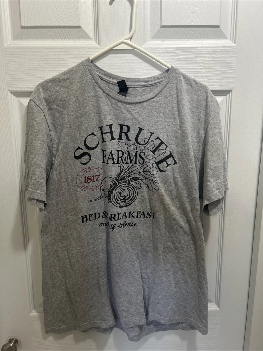 The Office Mens Shirt Schrute Farms Bed And Breakfast Large Gray Casual