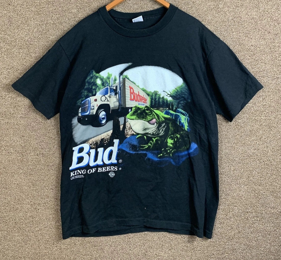 Vintage 1995 Bud King Of Beers Budweiser Frog T-Shirt Mens XL Single Stitch USA