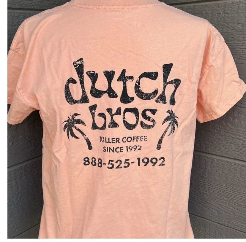 Dutch Bros Killer Coffee T Shirt Salmon Color Men’s Large Broista Shirt Number