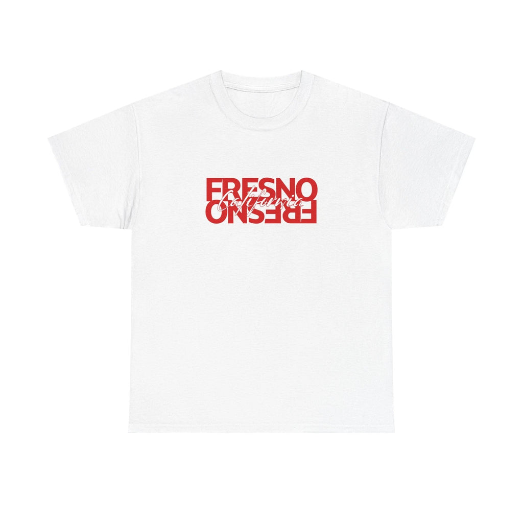 FRESNO California mirrored text T-Shirt | red city name graphic