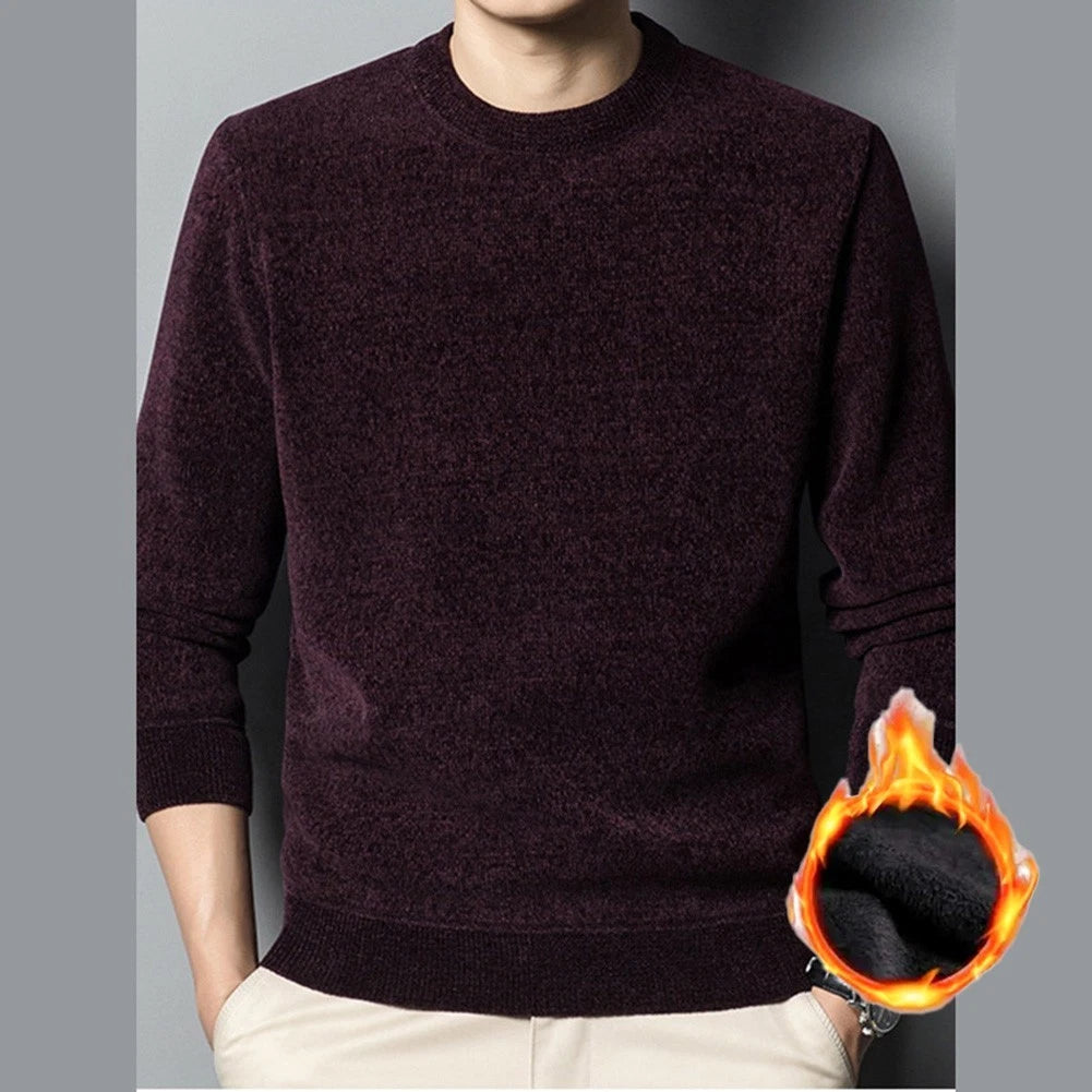 Warm Top Men's Knitted Sweater Dating Vacation Thickened Knit Long Sleeve