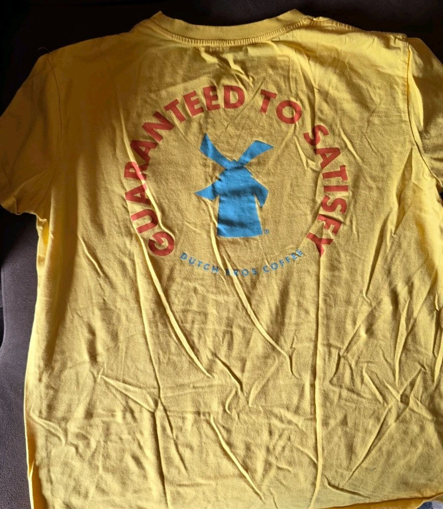 Yellow Dutch Bros "Guaranteed to Satisfy" T-shirt Women's Large
