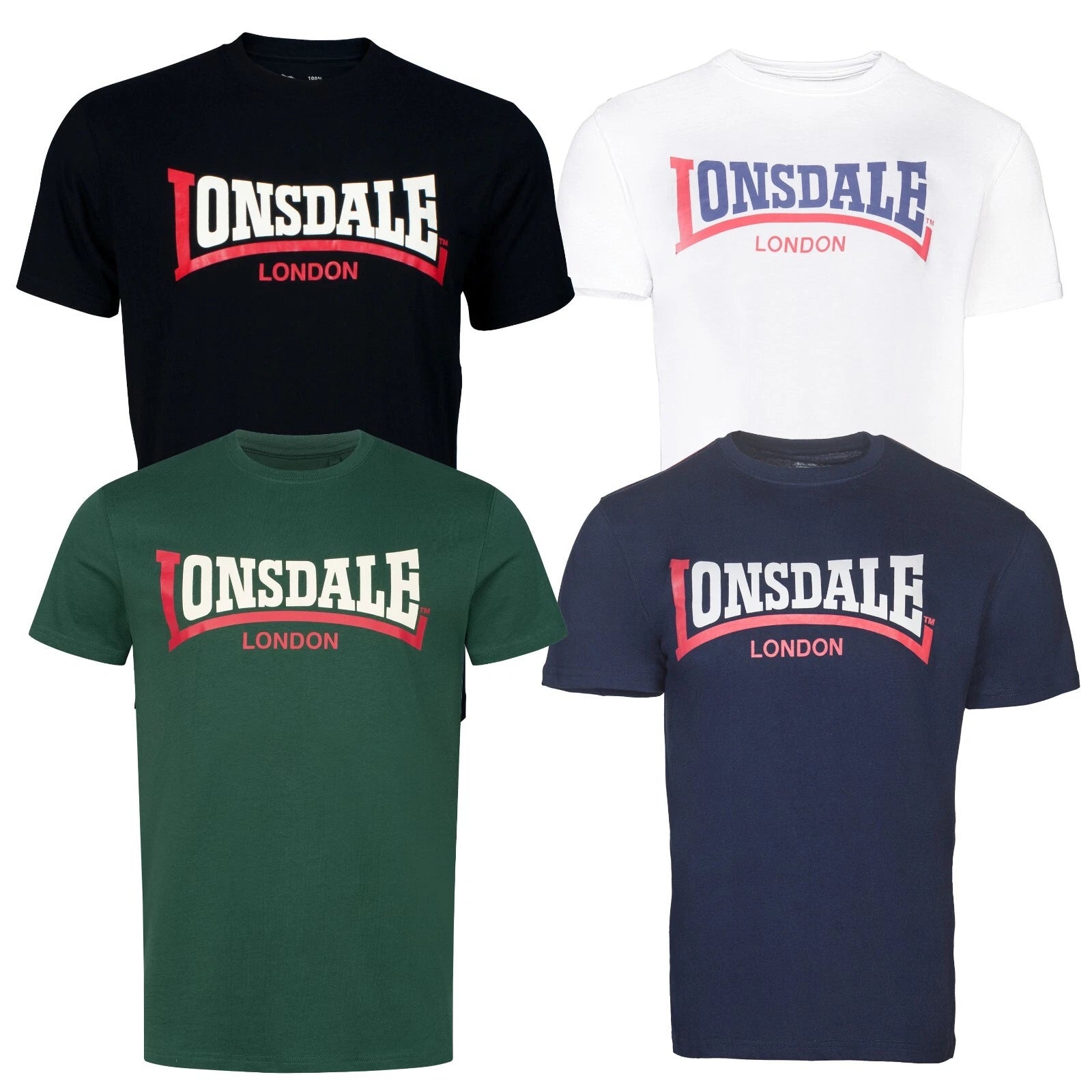 Lonsdale T-Shirt Two Tone Classic Logo Black Blue White Green Regular Fit Shirt