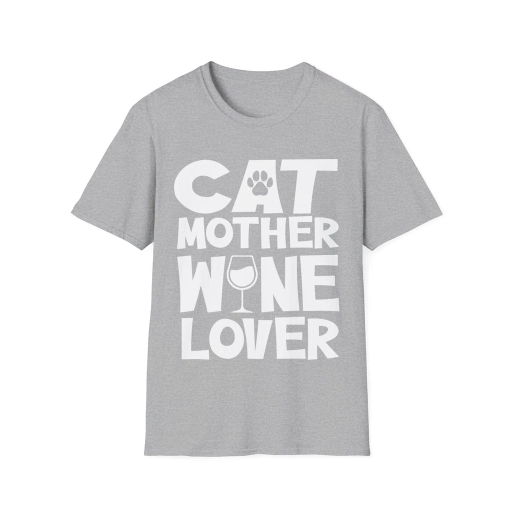 “Cat Mother Wine Lover: Unisex Softstyle shirt for the Feline Enthusiast!”