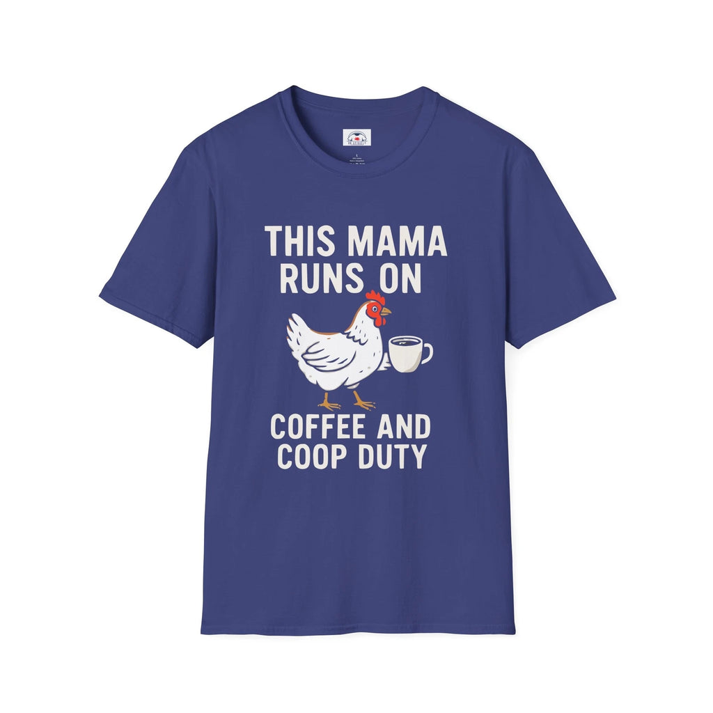 Farmhouse Style Women's T-Shirt Home This Mama Runs on Coffee Chicken Lover Gift