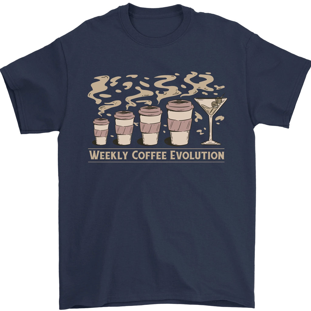 Funny Weekly Coffee to Alcohol Evolution Wine Mens T-Shirt 100% Cotton