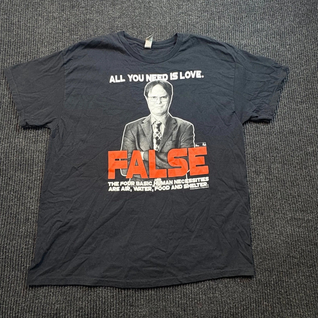 Gildan T-Shirt Mens XL Black The Office Dwight Schrute False Graphic Tee Cotton