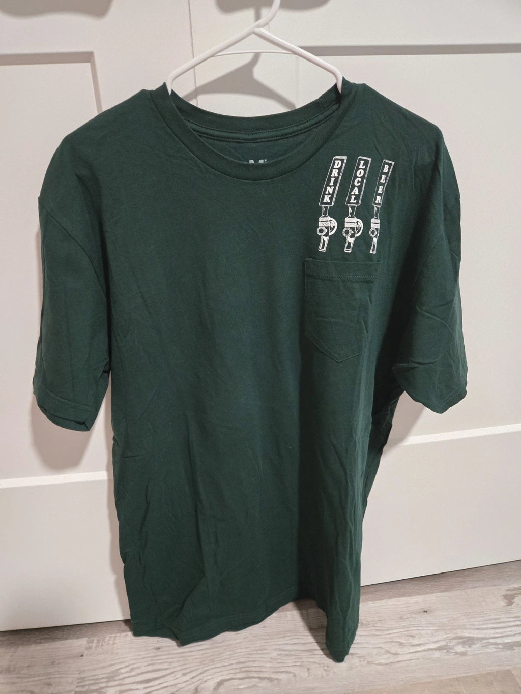 Drink Local Beer Michigan Pocket T-shirt Adult Size XL