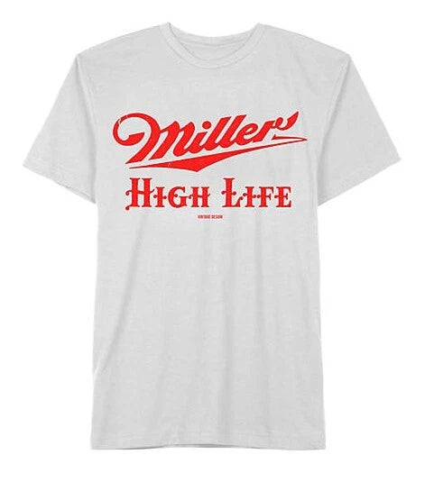 New Miller High Life Vintage Design Mens Large White Comfy Beer Tee