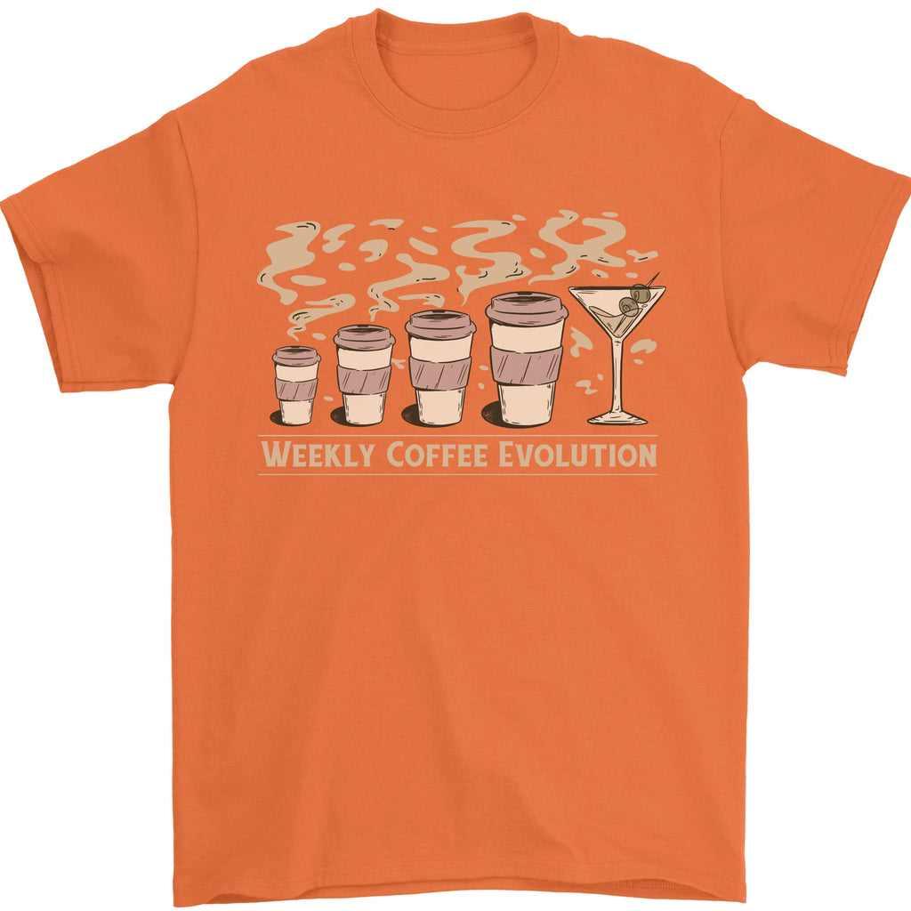 Weekly Coffee To Alcohol Evolution Wine Mens T-Shirt 100% Cotton