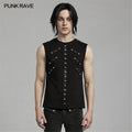 PUNK RAVE Men Black Punk Rock Gothic Steampunk Sleeveless Tops Tank Vest