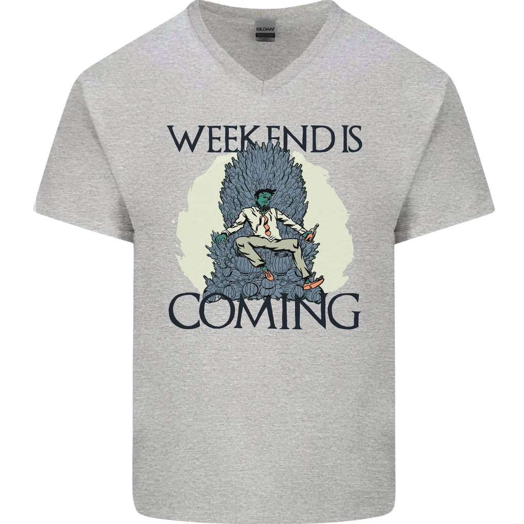 Weekend Funny Beer Cider Wine Alcohol Gin Mens V-Neck Cotton T-Shirt
